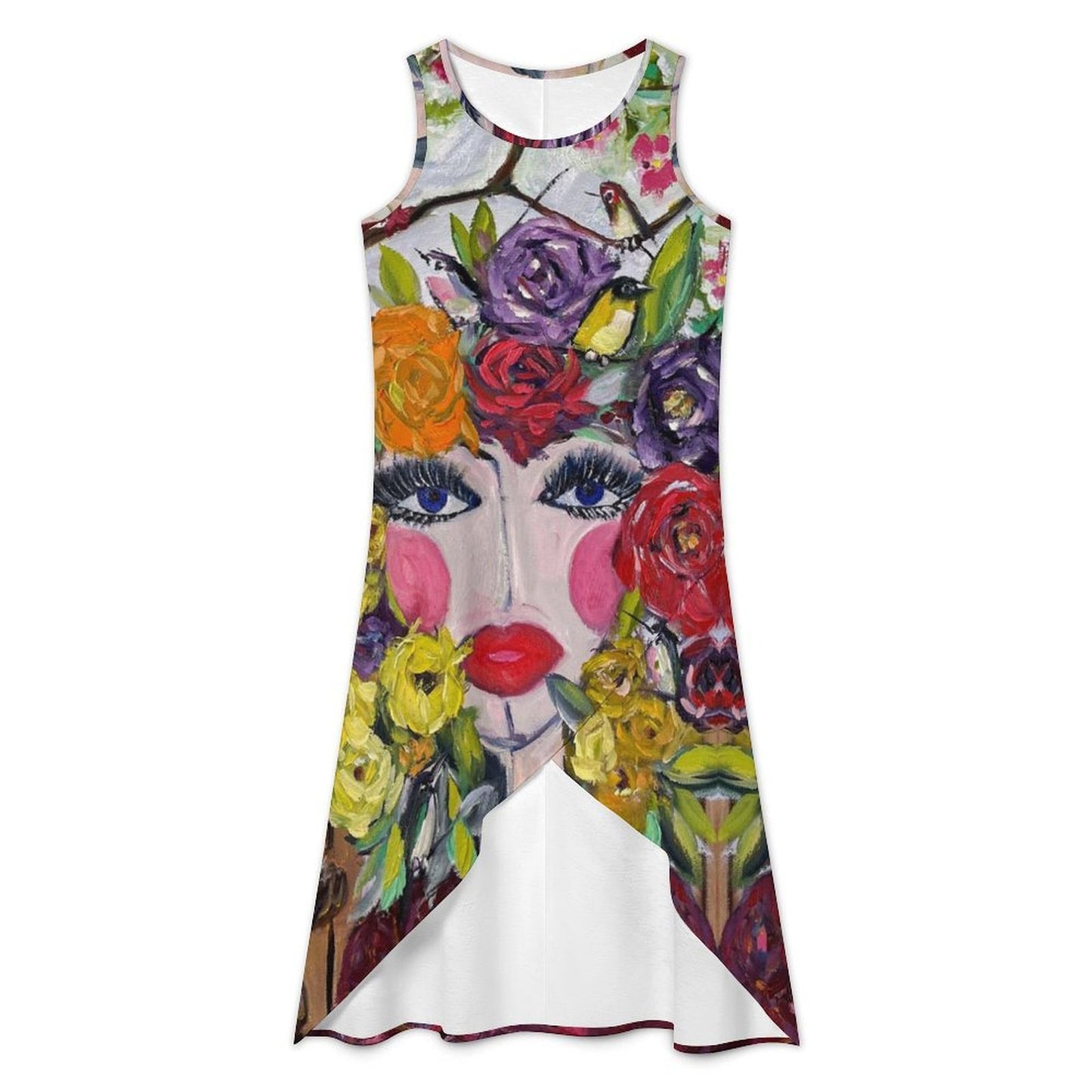 Garden Goddess Asymmetrical Dress Sleeveless High-Low Hem Dress