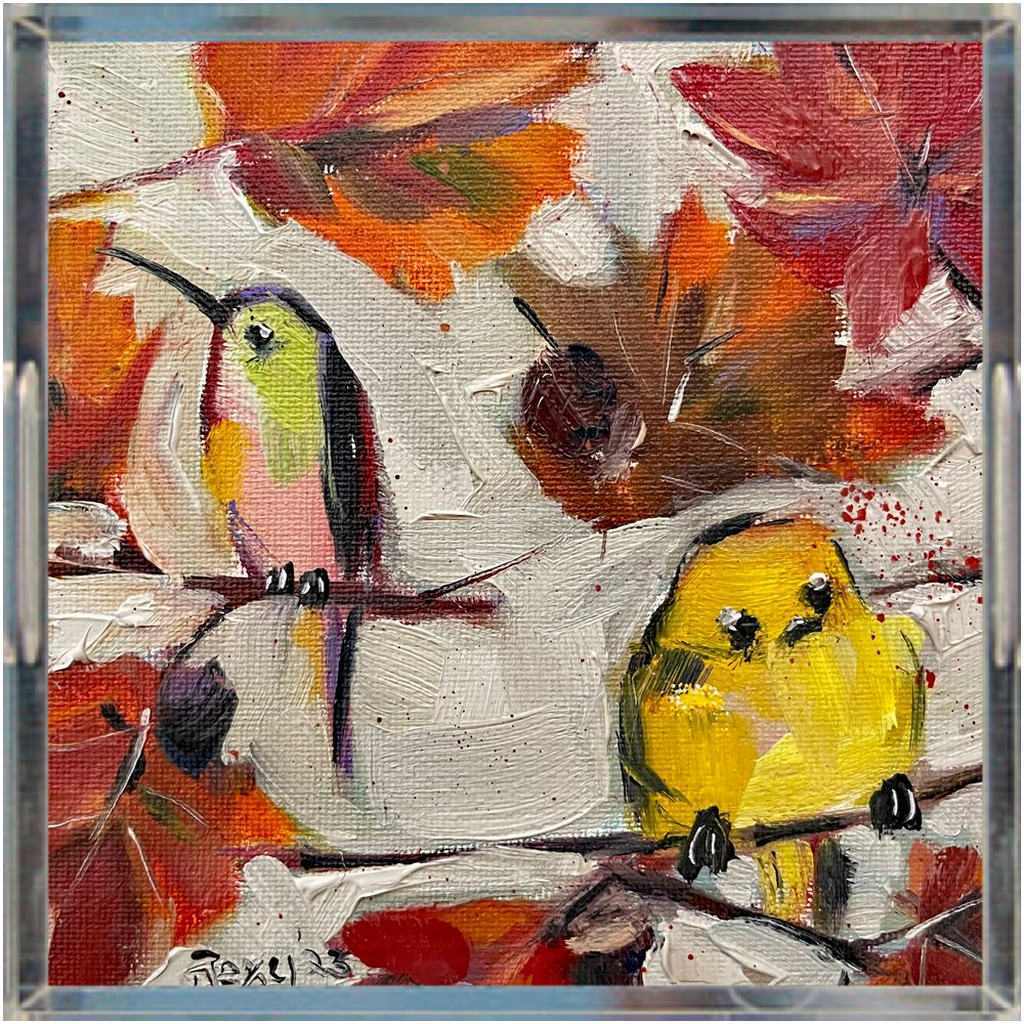 Fall Feathers Acrylic Tray Square
