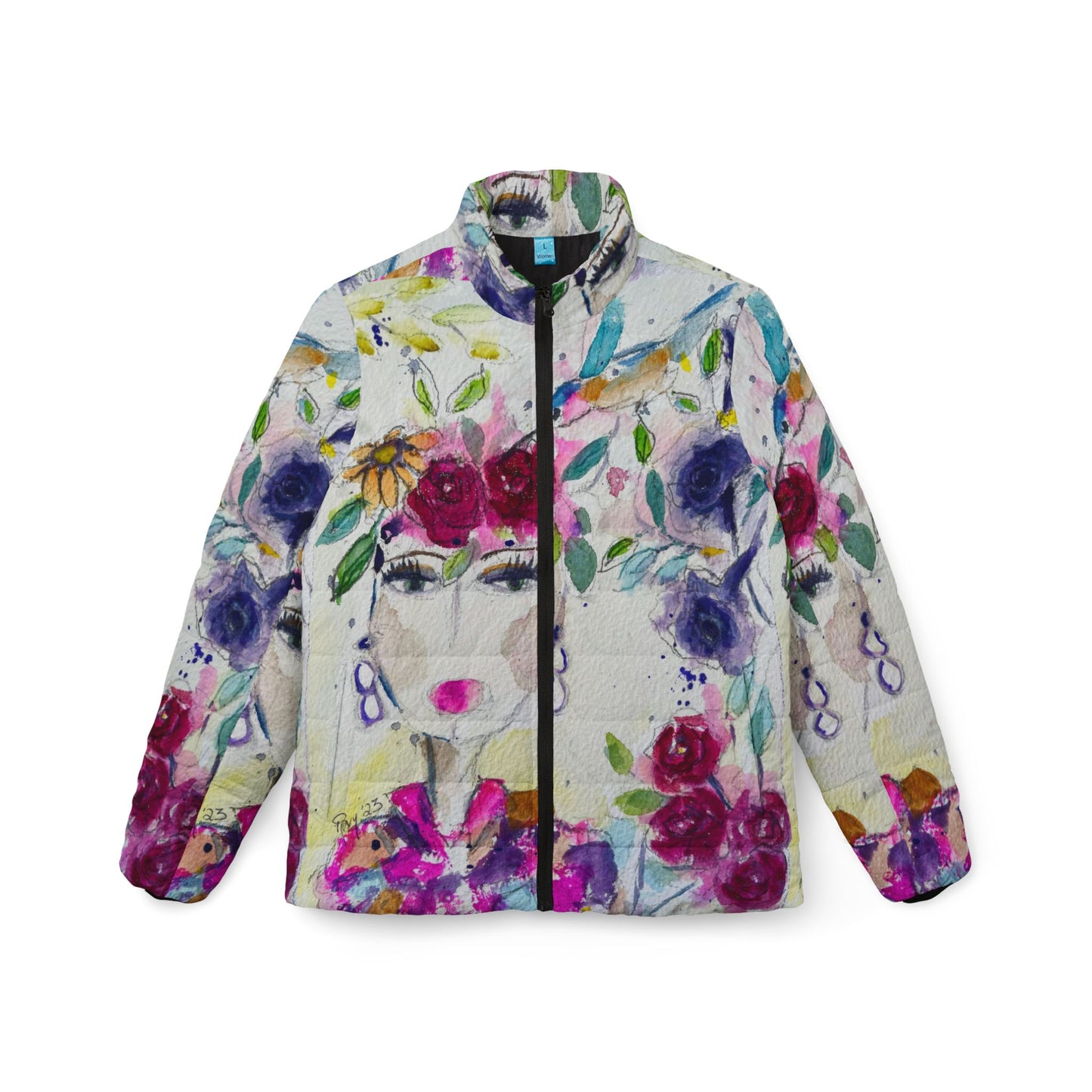Women's Puffer Jacket - Roxy Rich Fine Art Design-Houte Couture Hummingbird