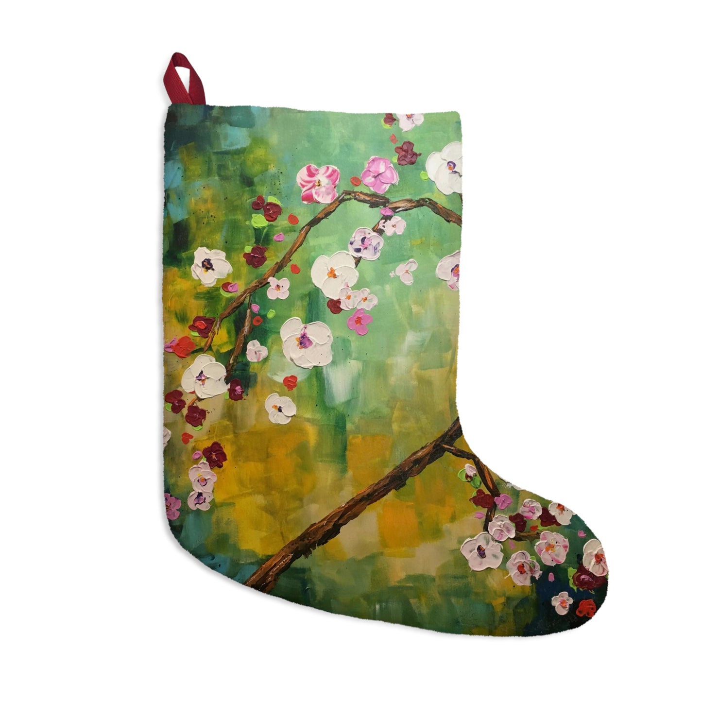 Abstract Cherry Blossoms Christmas Stocking