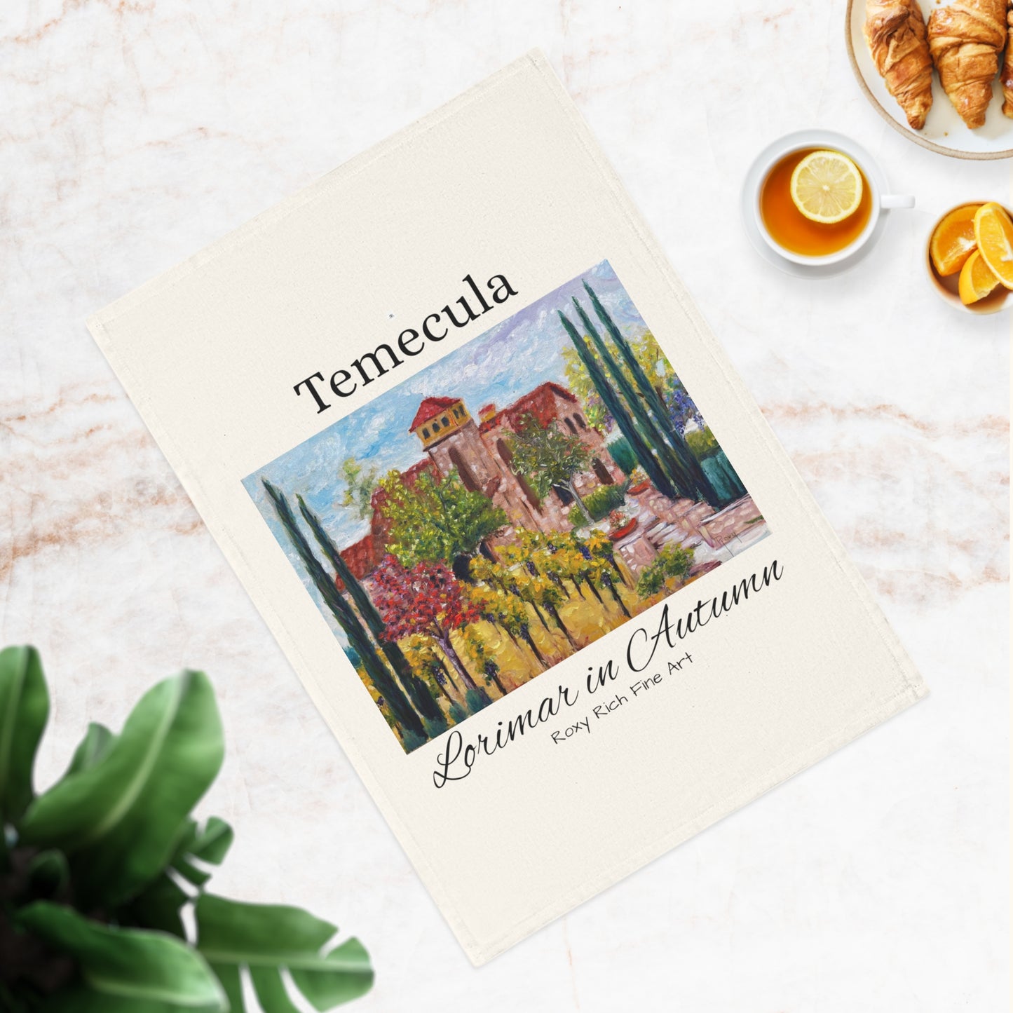 Decorative Tea Towel - Lorimar Winery Painting by Roxy Rich