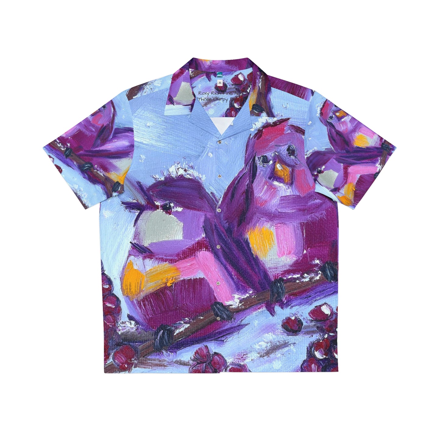 Men's Hawaiian Shirt-Three Chirpy Winter Birds