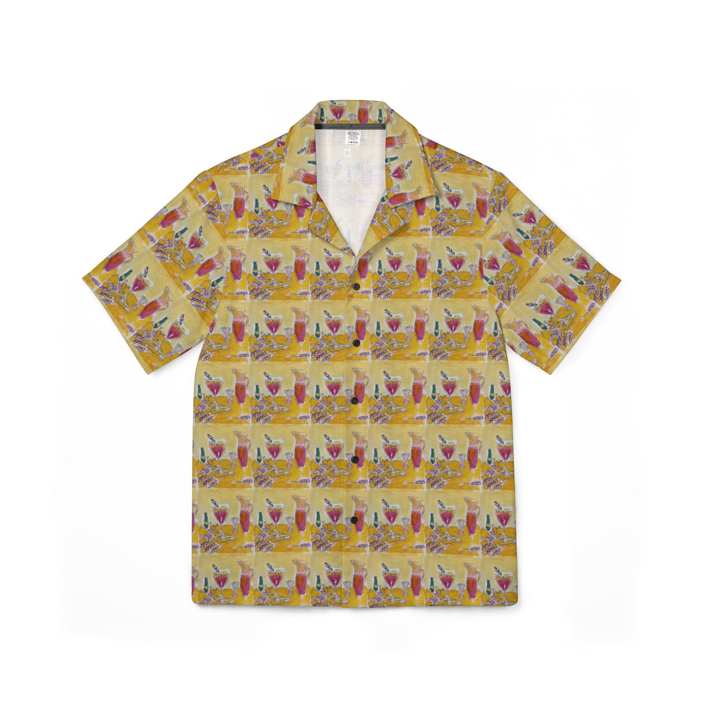 Men's European Fit Hawaiian Camp Shirt -Prosecco and Lavender Cocktails