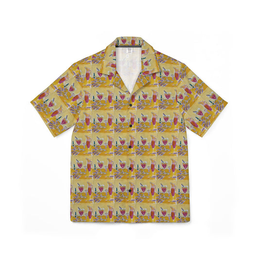 Men's European Fit Hawaiian Camp Shirt -Prosecco and Lavender Cocktails