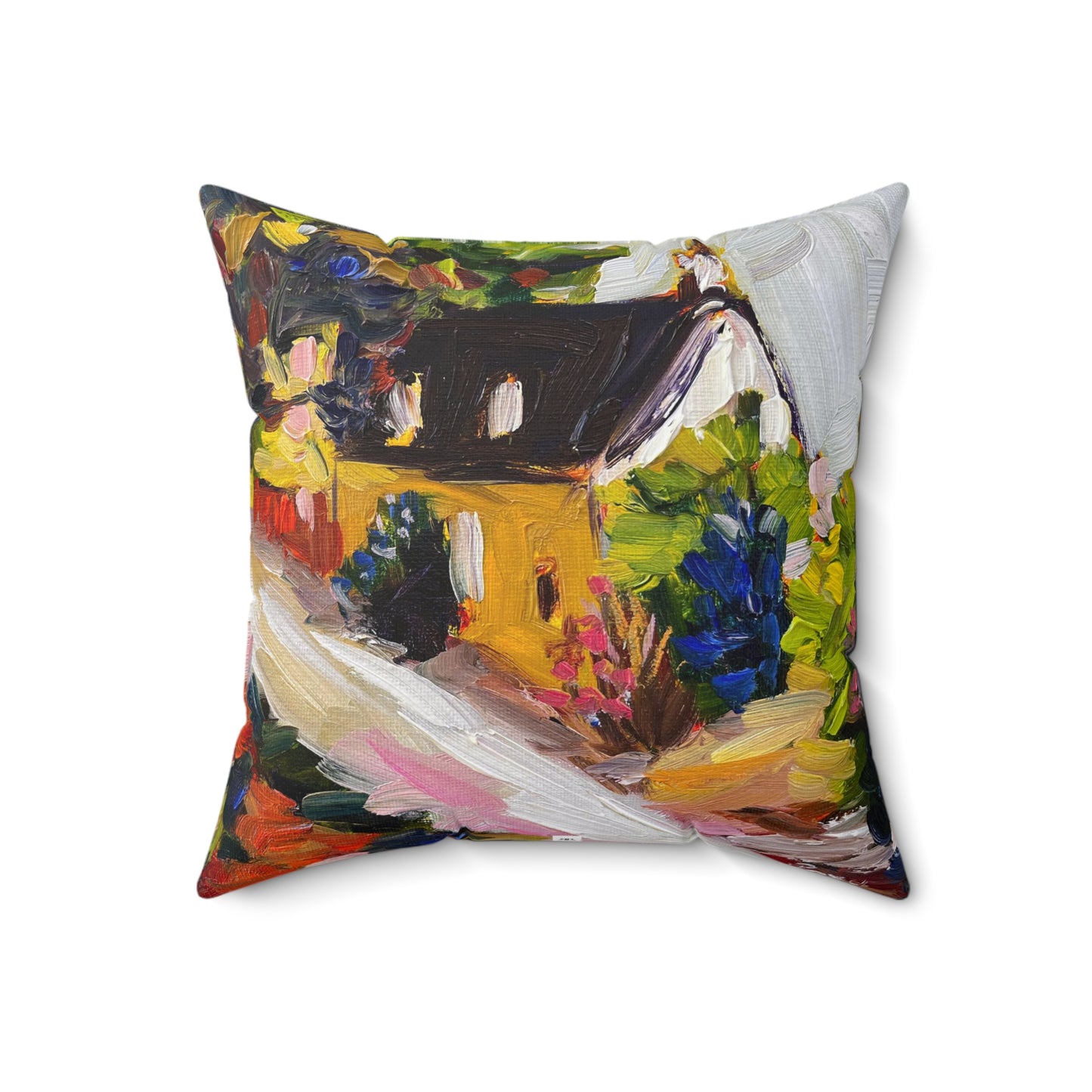 Thatched Cottage Snowshill Cotswolds  Indoor Spun Polyester Square Pillow
