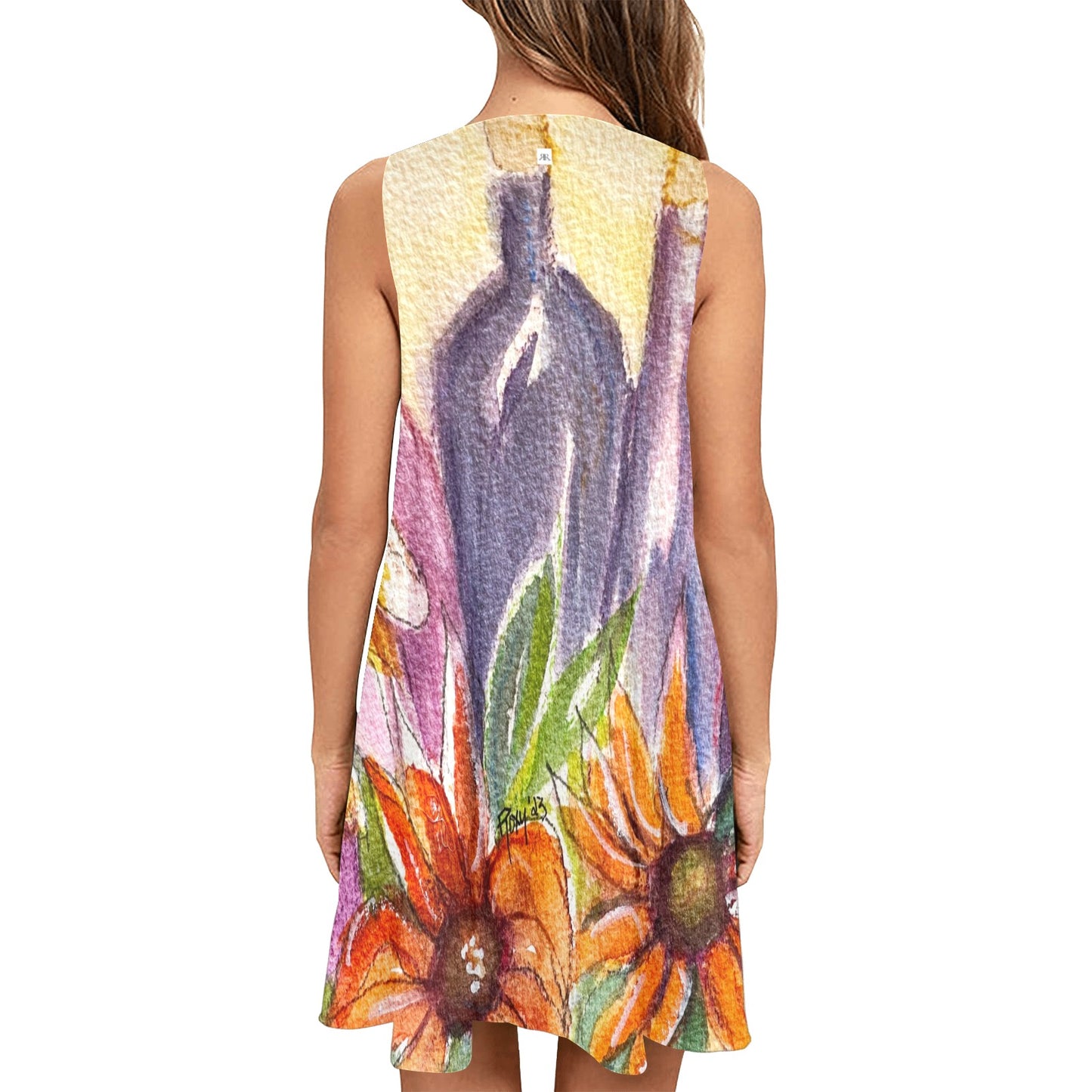 Wine & Sunflowers Women's Sleeveless A-Line Dress