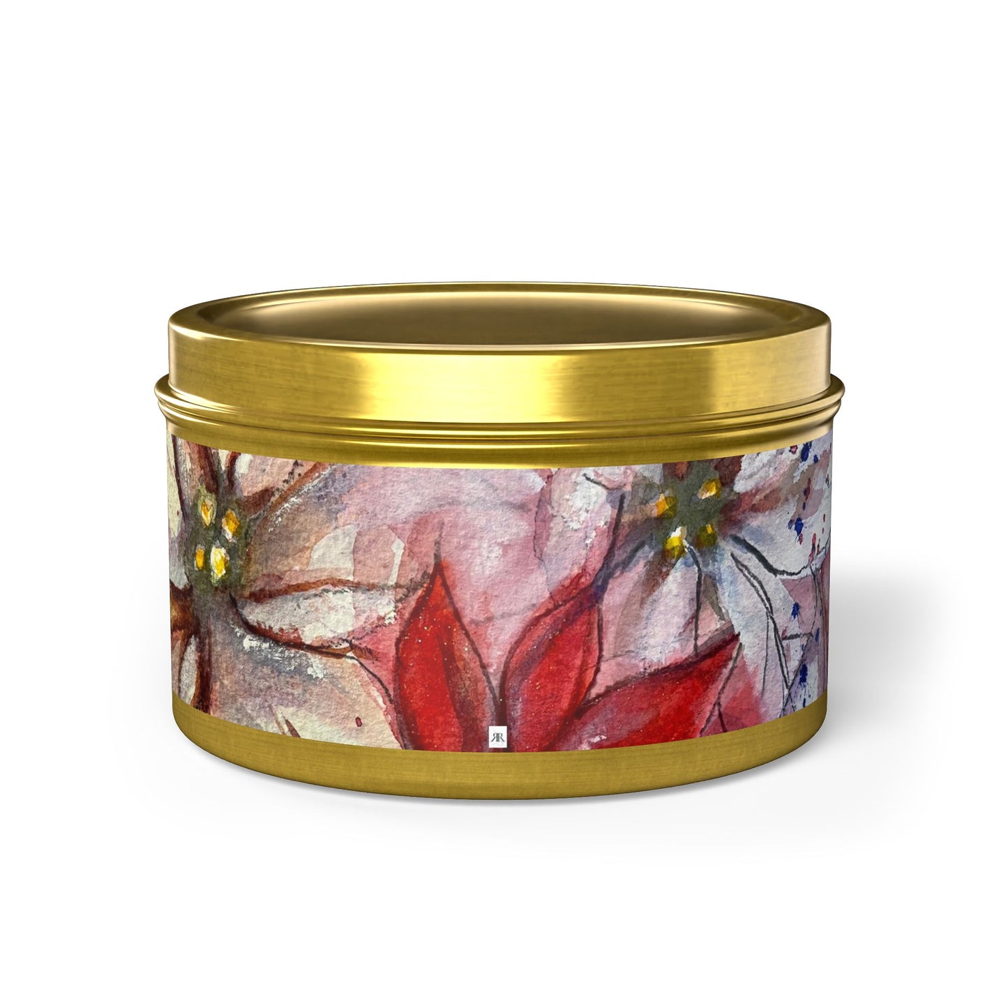 Tin Candle-Poinsettias