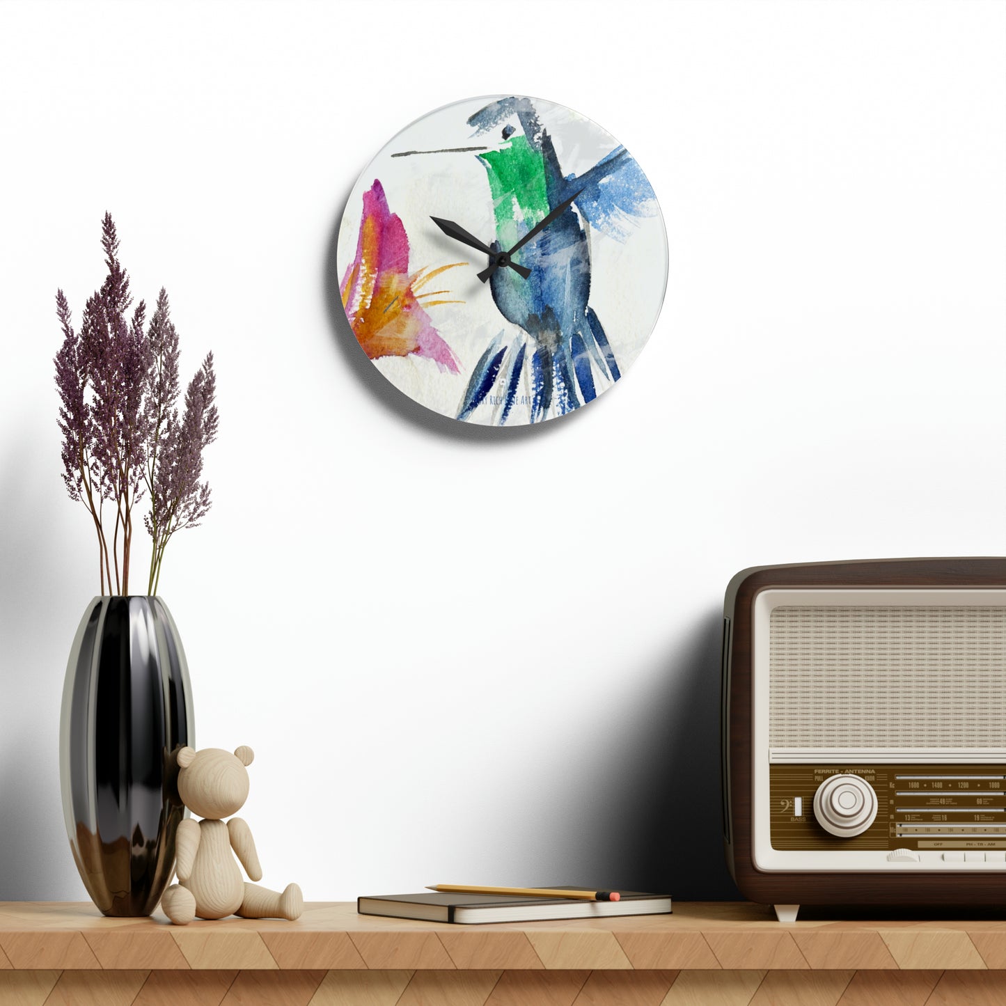 Floaty Hummingbird Acrylic Wall Clock