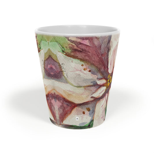 Taza Latte con Poinsettias blancas, 12 oz