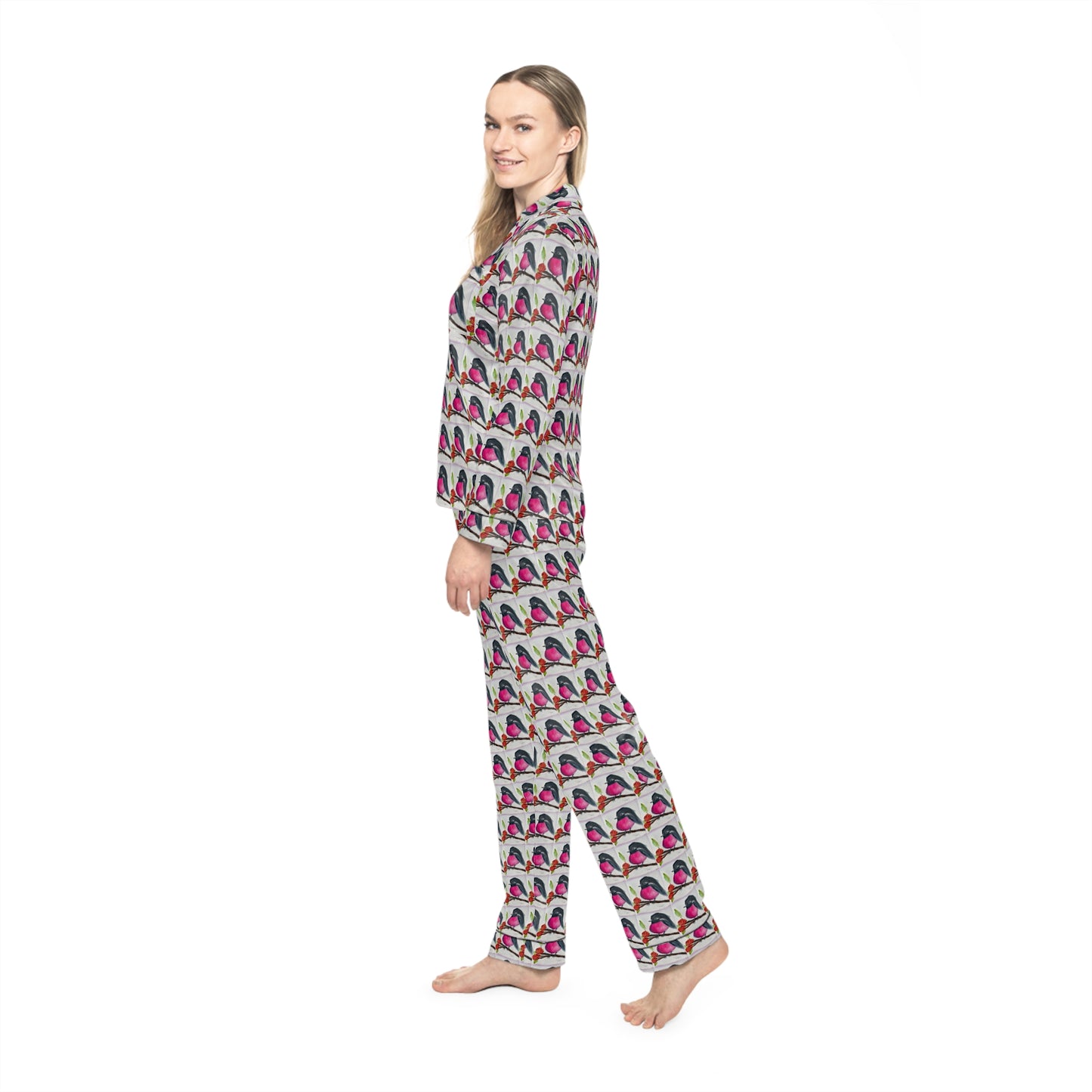Satin Pajamas — Luxurious Silky Sleepwear Set-Australian Pink Robin