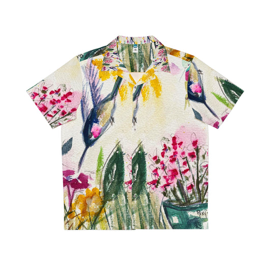 Zoom!  Whimsical Hummingbird Men's Hawaiian Shirt