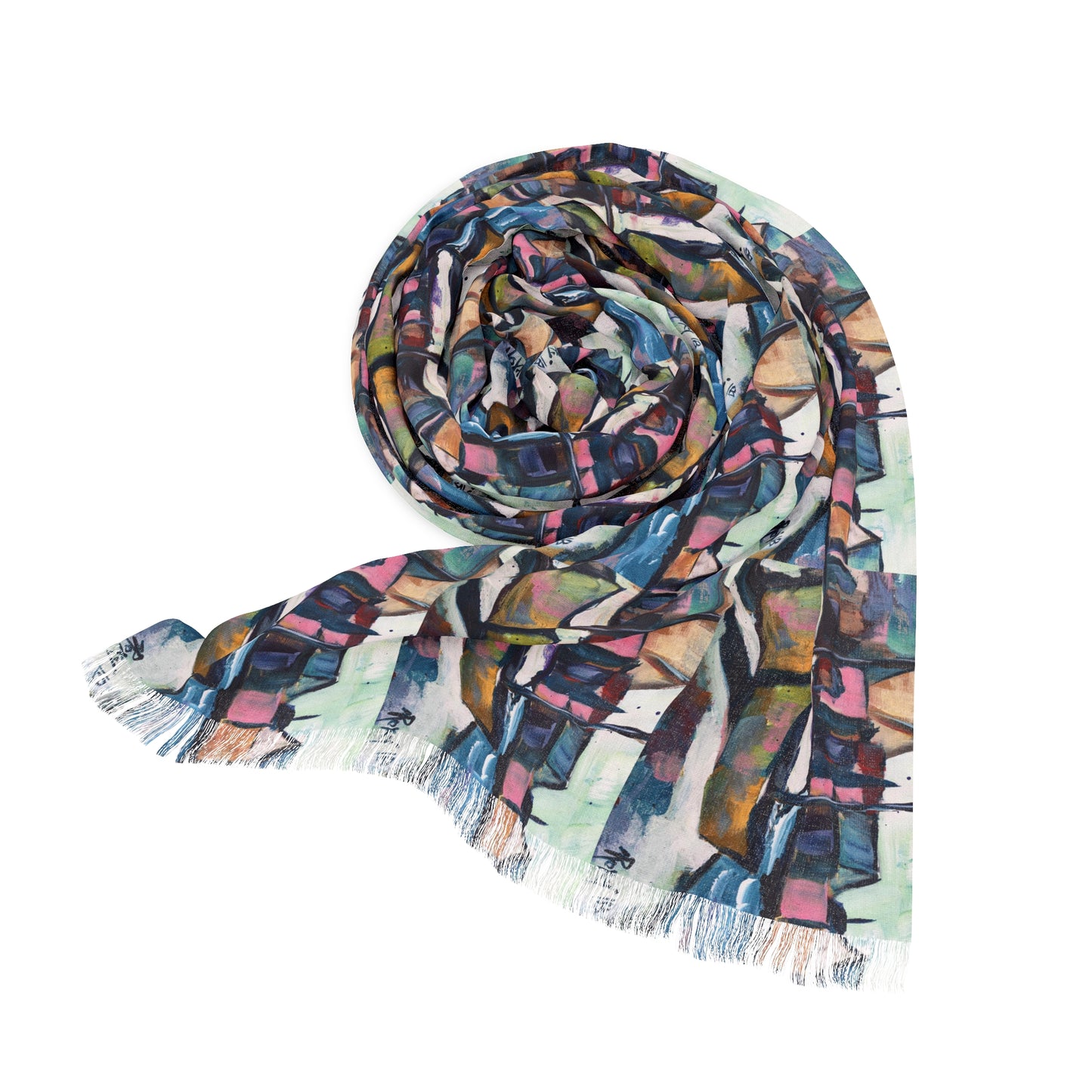 Colorful Scarf — Artistic Lightweight Neck Wrap- Wharf Boats