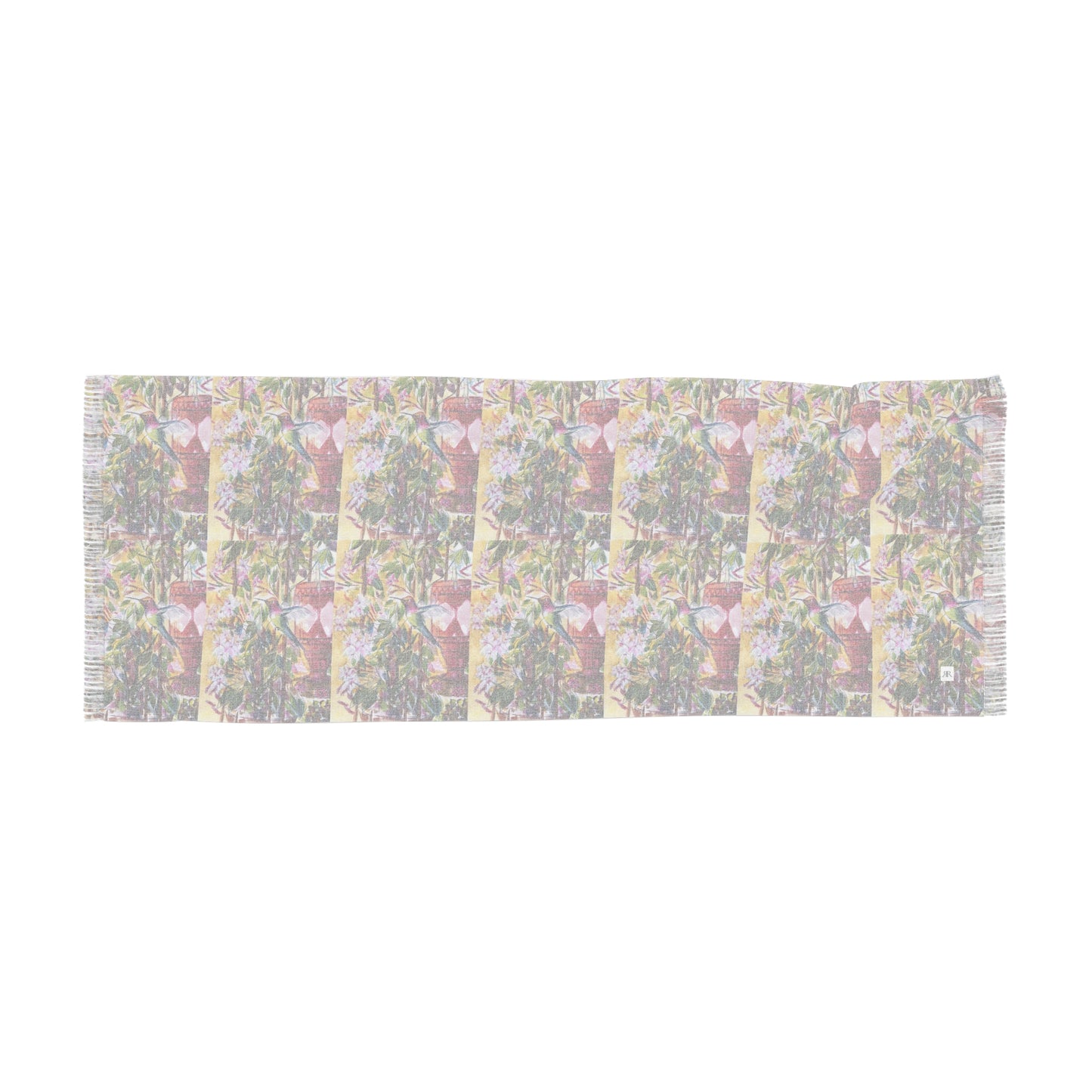 Colorful Scarf — Artistic Lightweight Neck Wrap- Hummingbird by the Jasmine