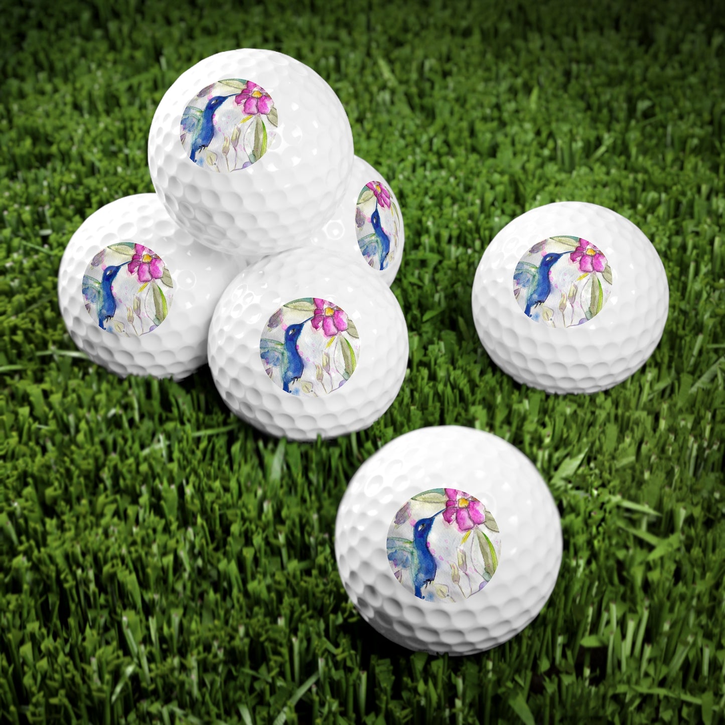 Golf Balls, 6pcs- Hummingbird in Spring