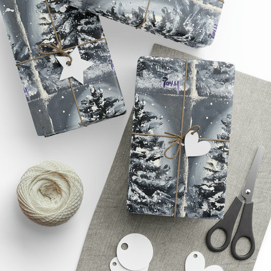 Papeles de regalo Abeto navideño nevado (3 tamaños)
