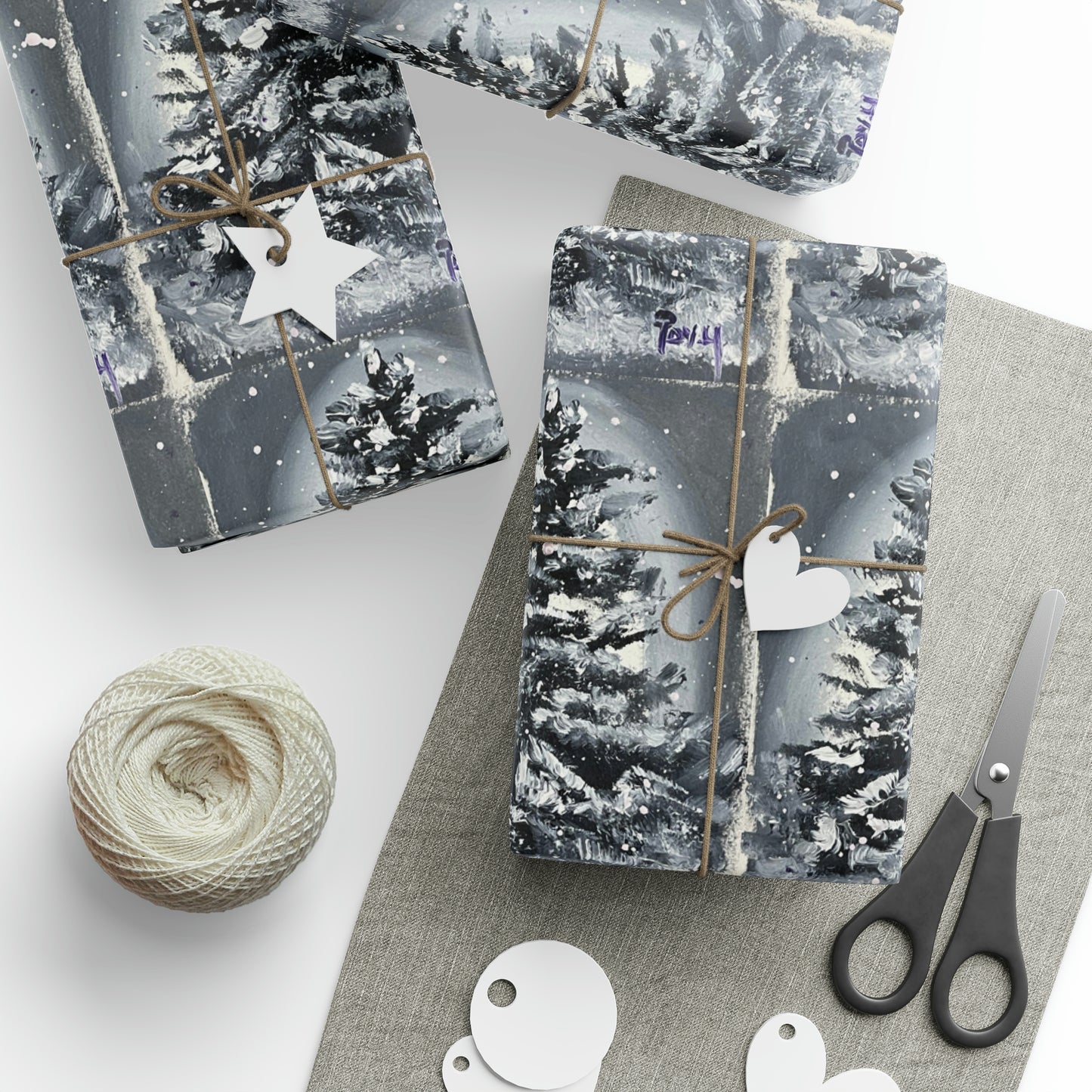 Snowy Christmas Fir Tree (3 Sizes) Wrapping Papers