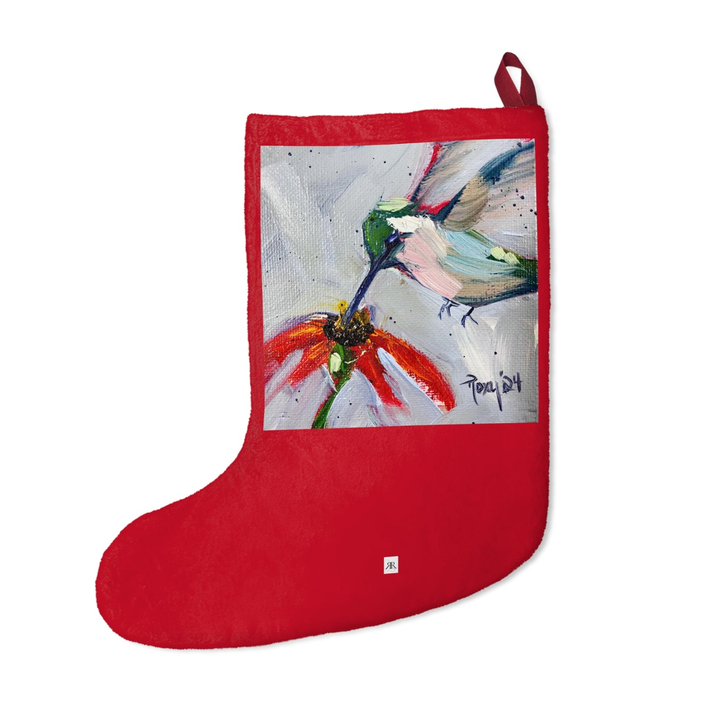 Hummingbird at a Cone Flower Christmas Stocking