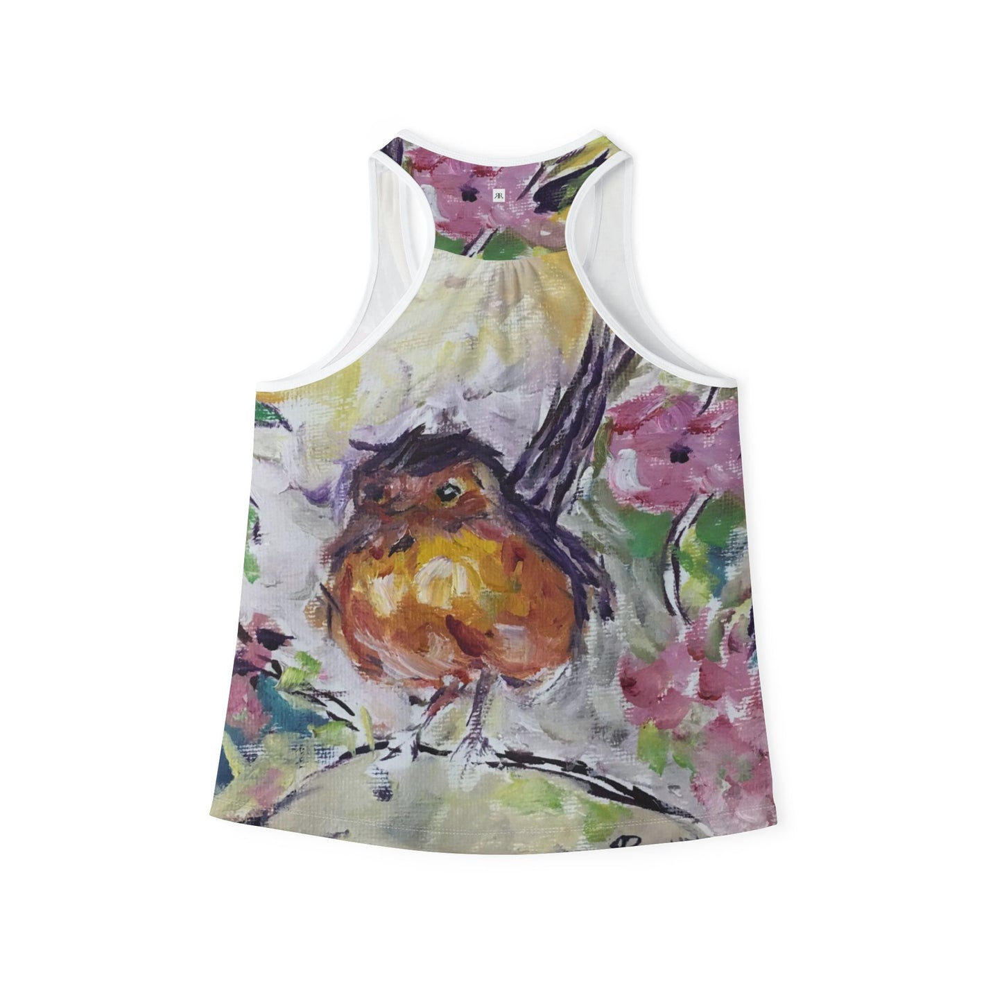 Women's Racerback Tank Top-Robin in Cherry Blossoms