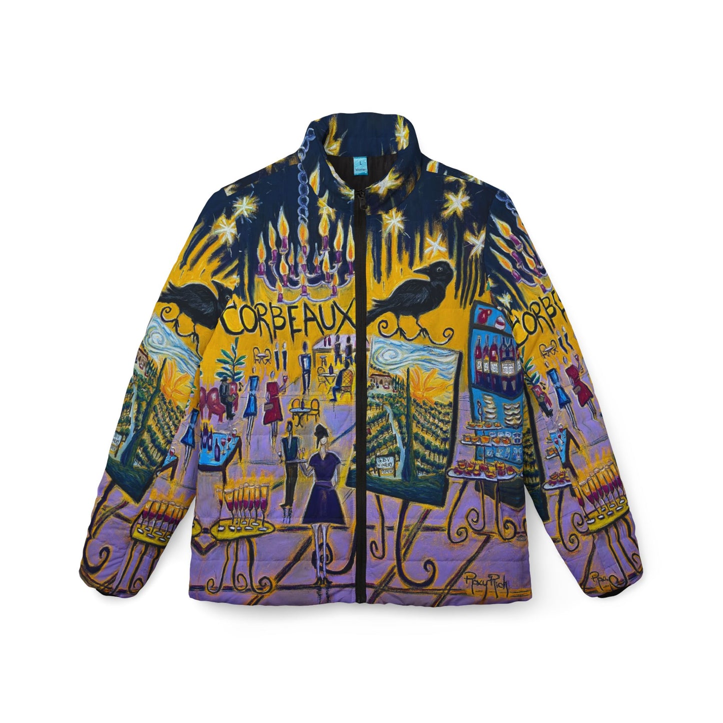 Women's Puffer Jacket - Roxy Rich Fine Art -Corbeaux Wine and Art after Dark