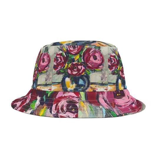 Sombrero de cubo de rosas rosadas desgastadas