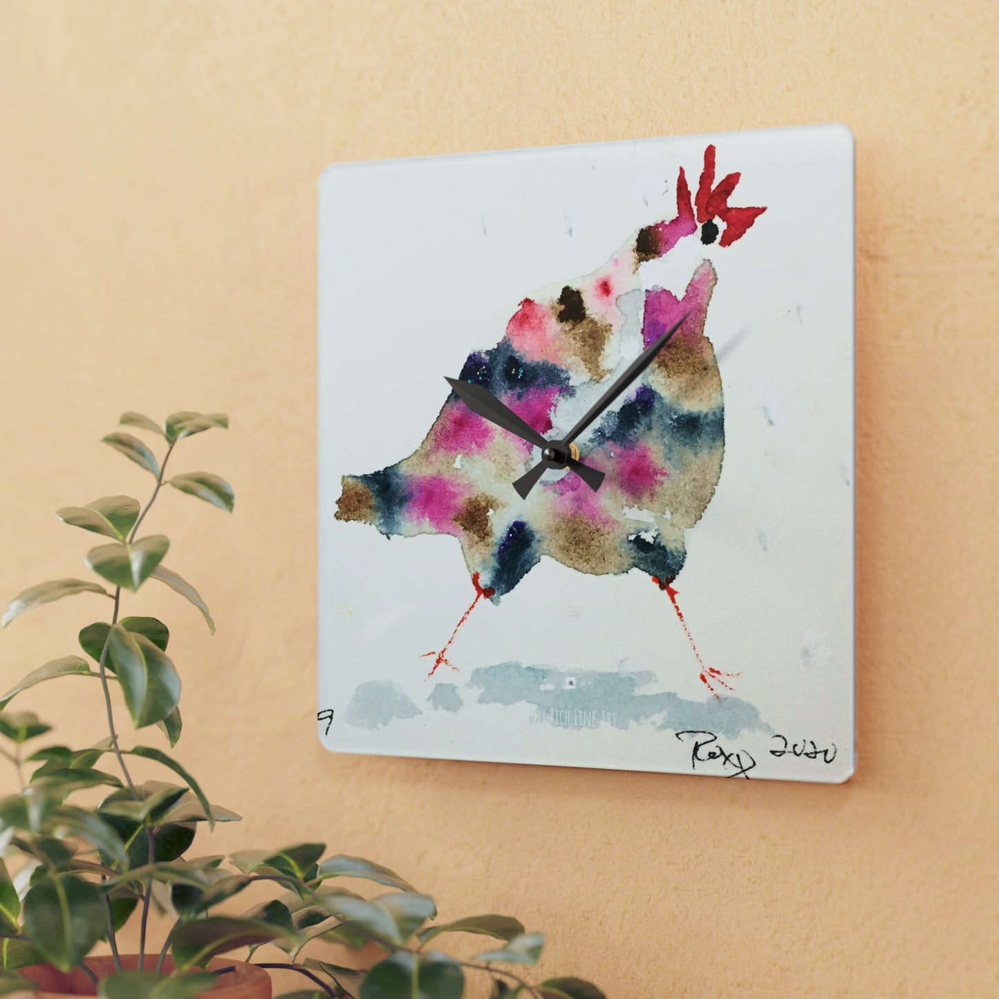 Reloj de pared acrílico Whimsical Rooster #9 