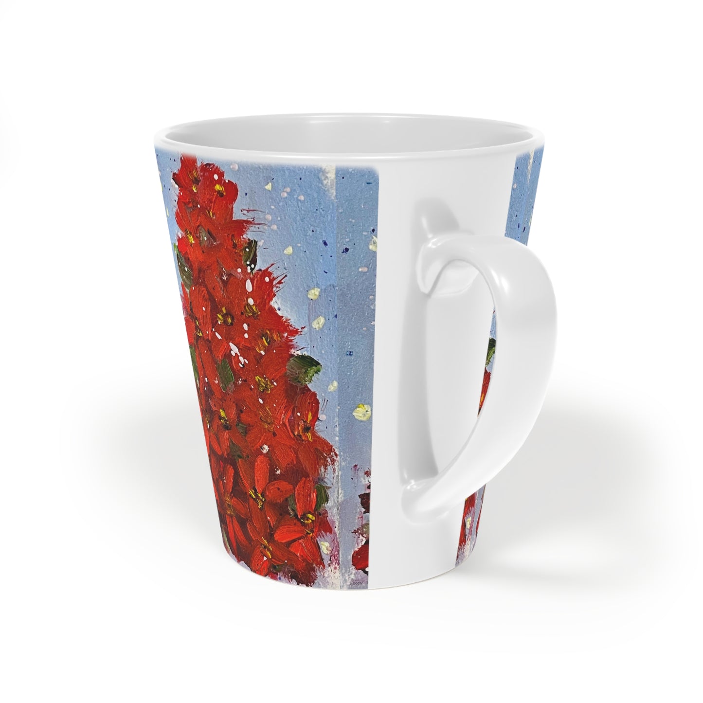 Poinsettias Tree Latte Mug, 12oz