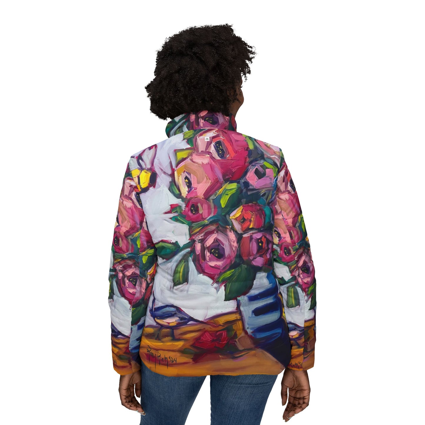 Women's Puffer Jacket - Roxy Rich Fine Art -Bee Blooms