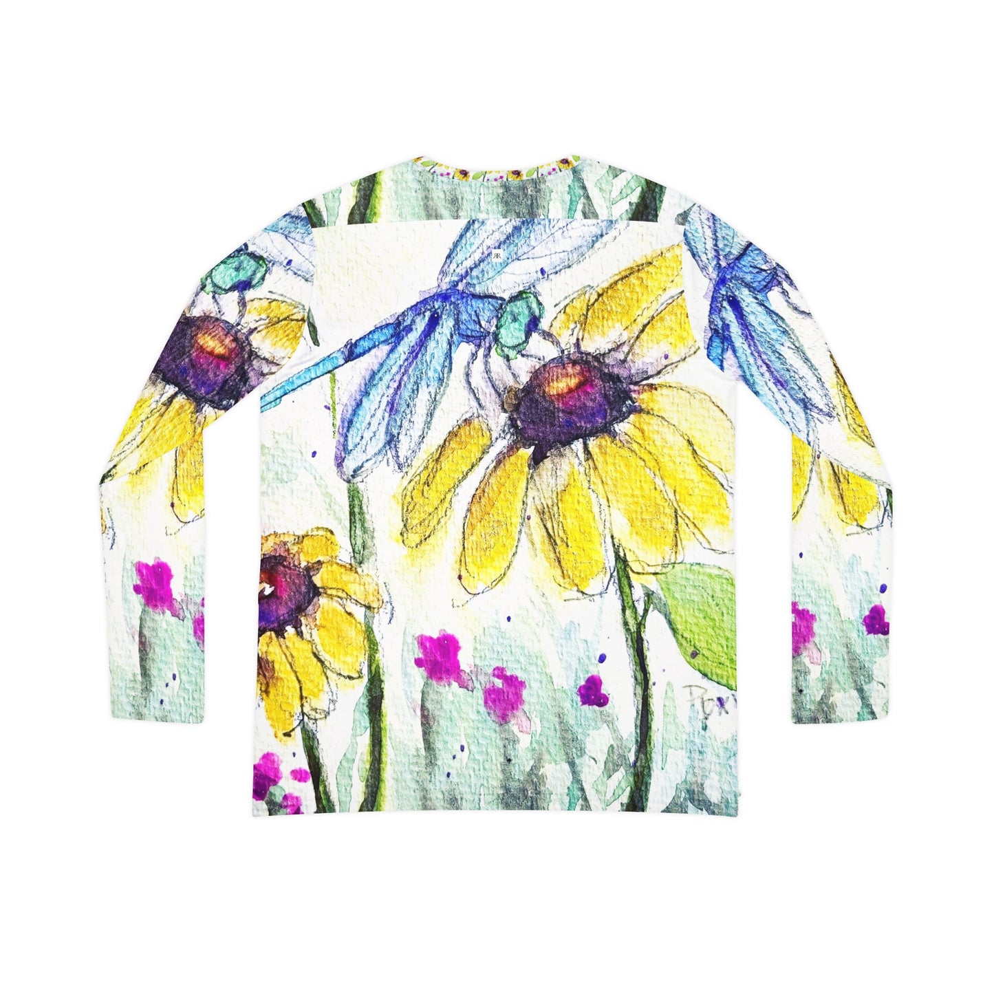 Long Sleeve Shirt- Dragonfly on a Cone Flower- V-neck Women's