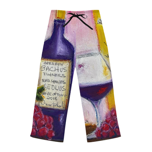 Pajama Pants - Aeolus GBV Wine Bottle and Clique Glass- Women's Pajama Pants