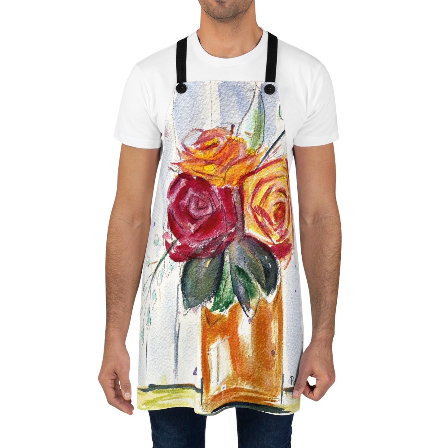 Fluffy Gloria Dei Roses by the Wall Striped Apron