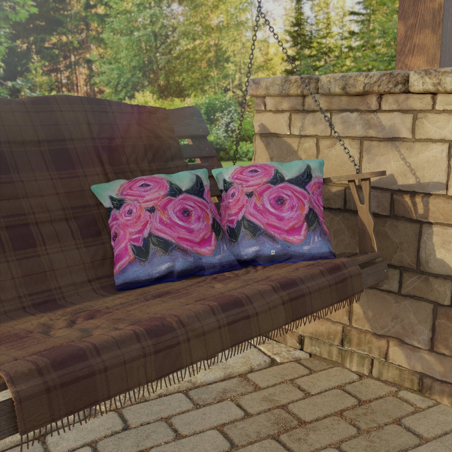 Tin Full of Roses Outdoor Pillows