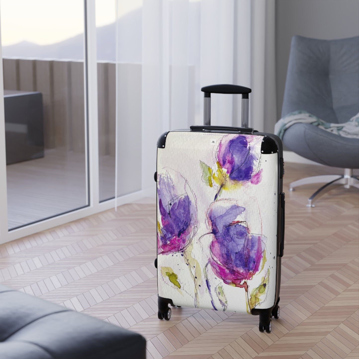 Purple Flowers Carry on Suitcase