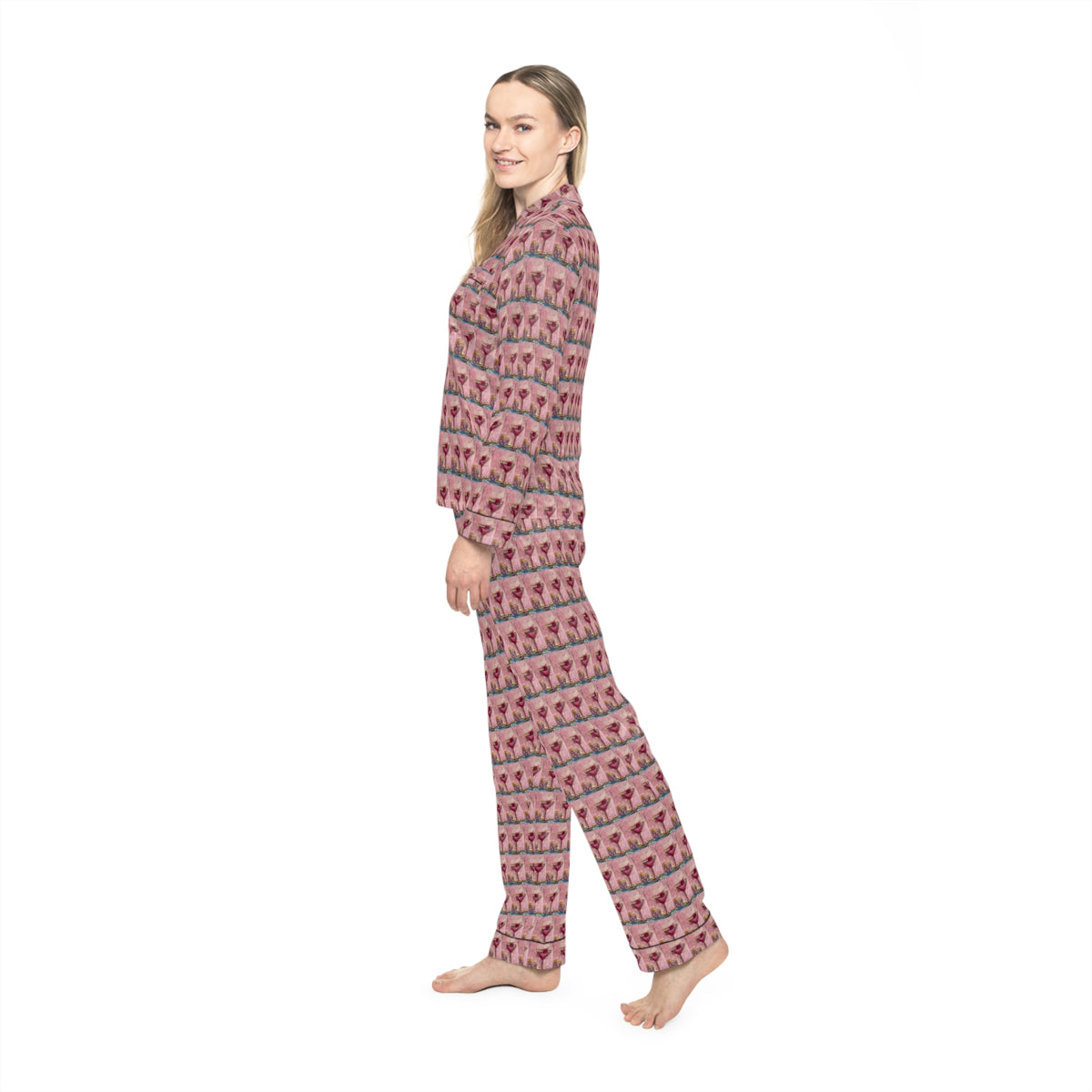 Satin Pajamas — Luxurious Silky Sleepwear Set- Pink Martini