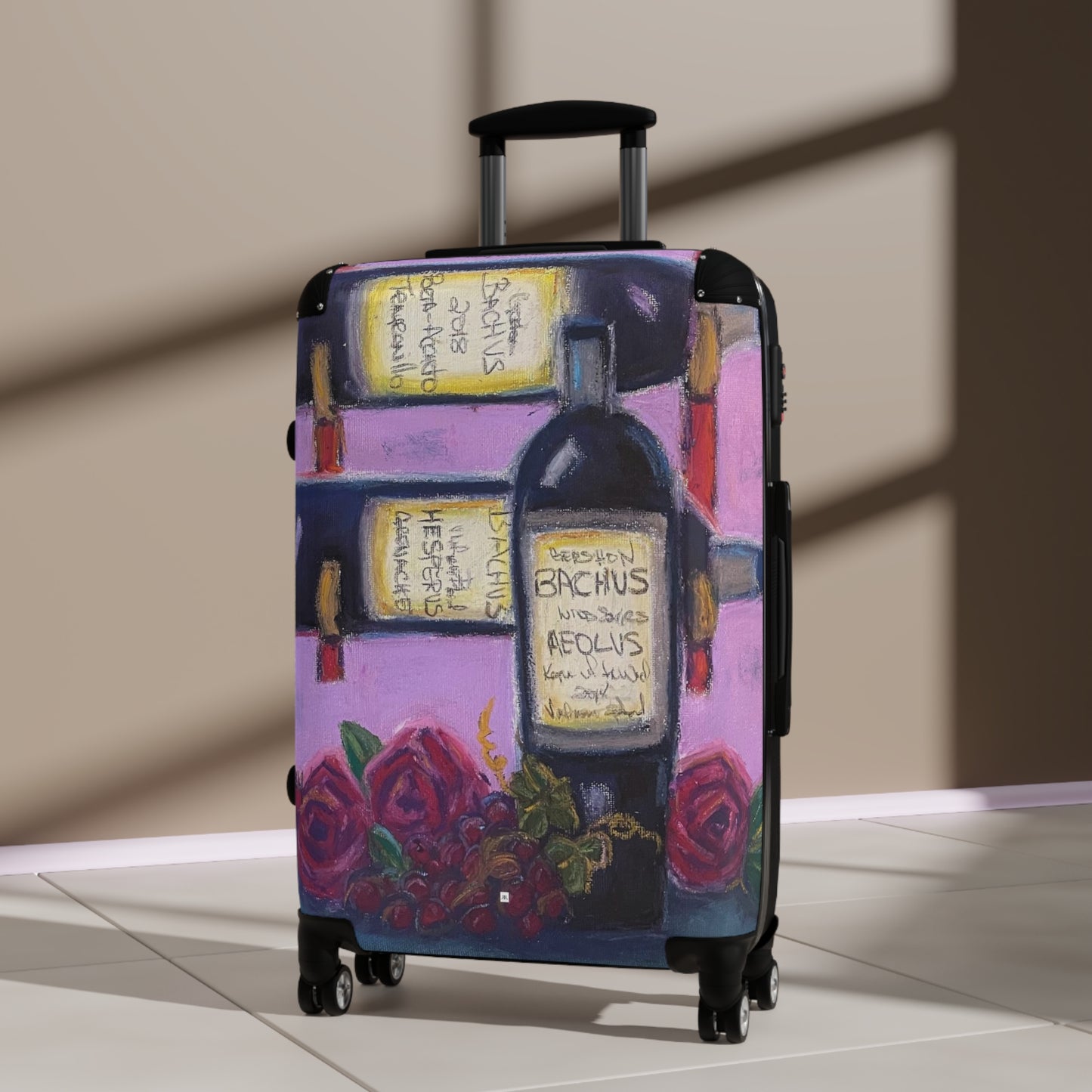 Suitcase Set Lightweight Carry On Gershon Bachus Vintners Temecula Winery Souvenir Roxy Rich Artwork