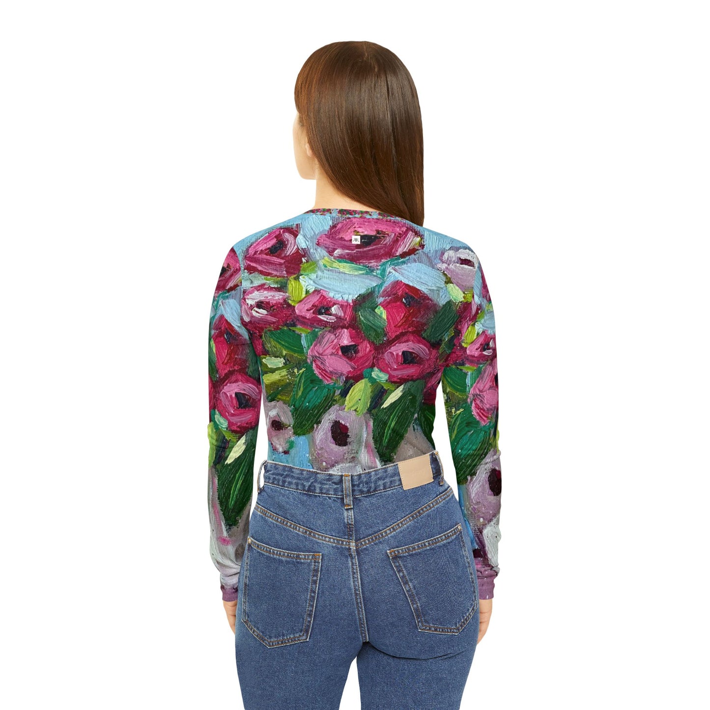 Women's Long Sleeve V-neck Shirt -Blushing Blooms