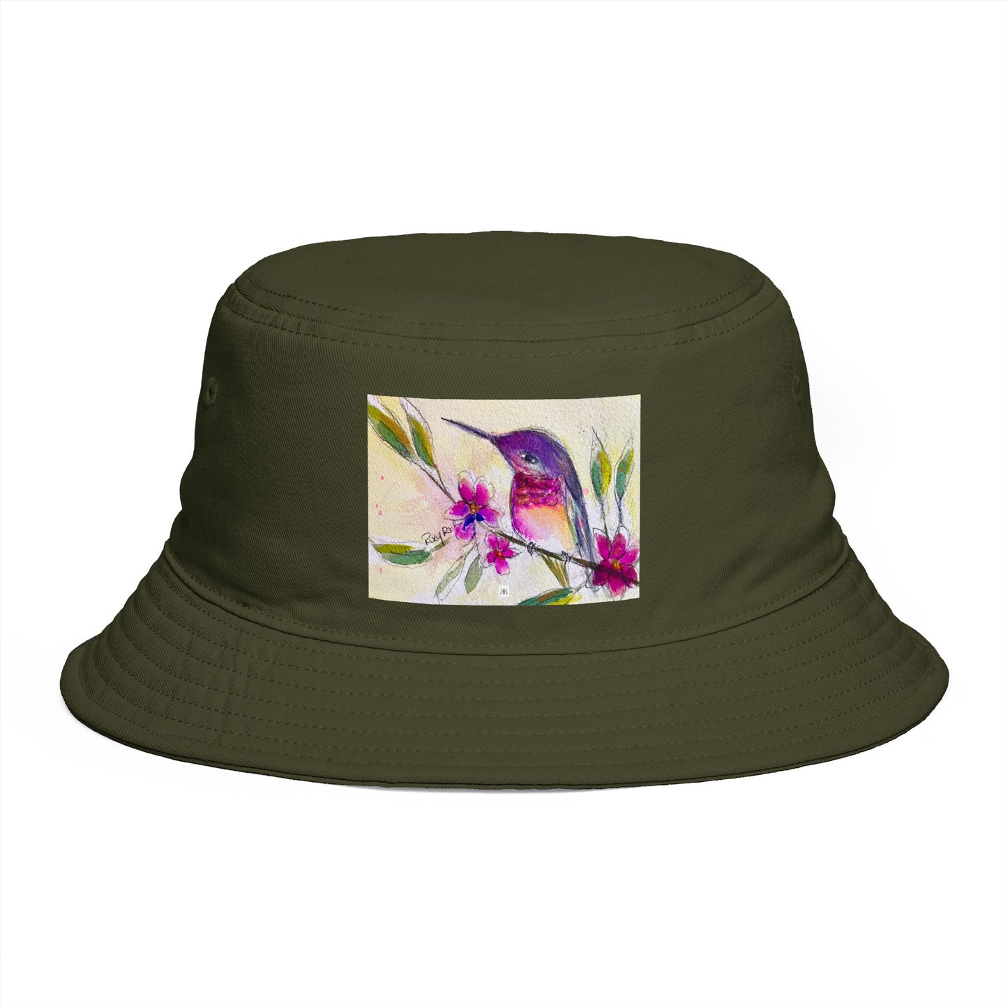 Roxy Rich Fine Art -Flutter Pause Hummingbird- Bucket Hat — Stylish Durable Travel Hat