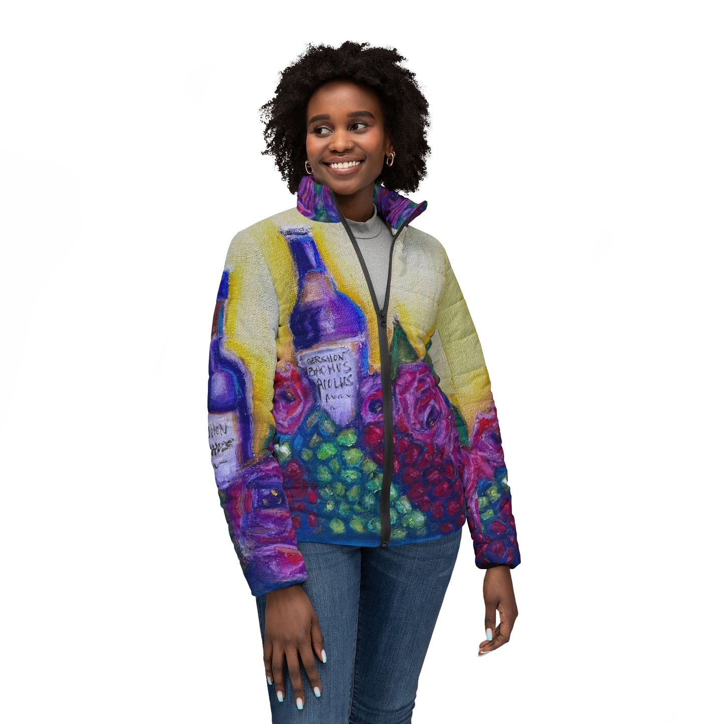 Women's Puffer Jacket - Roxy Rich Fine Art -GBV Wine and Roses