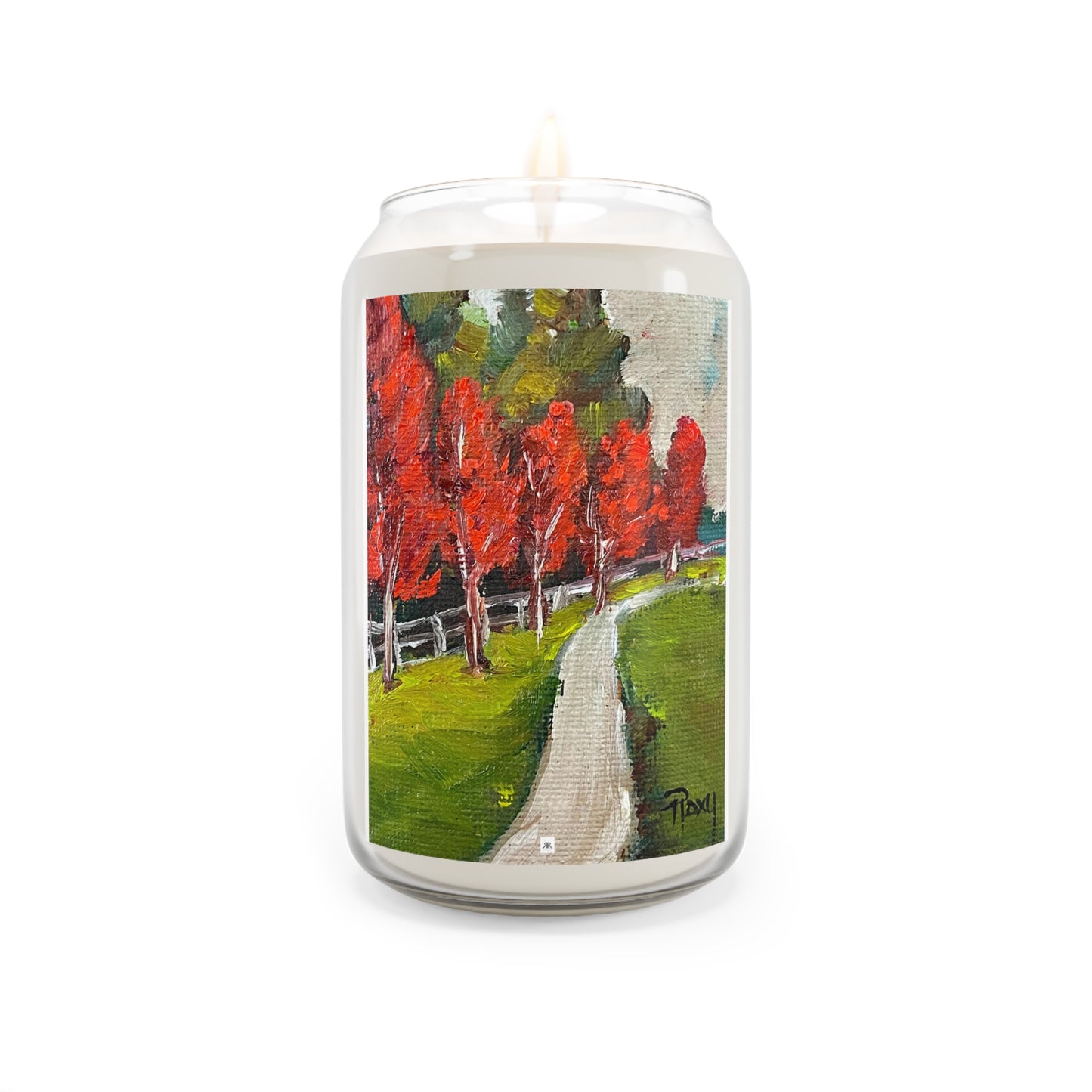 Red Maple Tree Lined Street Fall Colors Scented Candle, 13.75oz