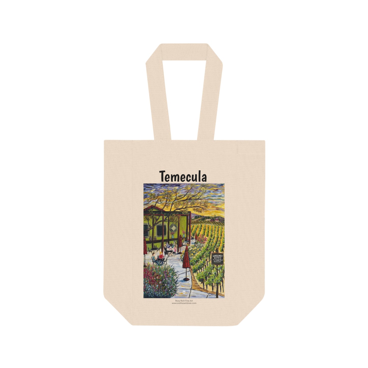Bolsa de vino doble Temecula con pintura "Lorenzi Estate Terrace"