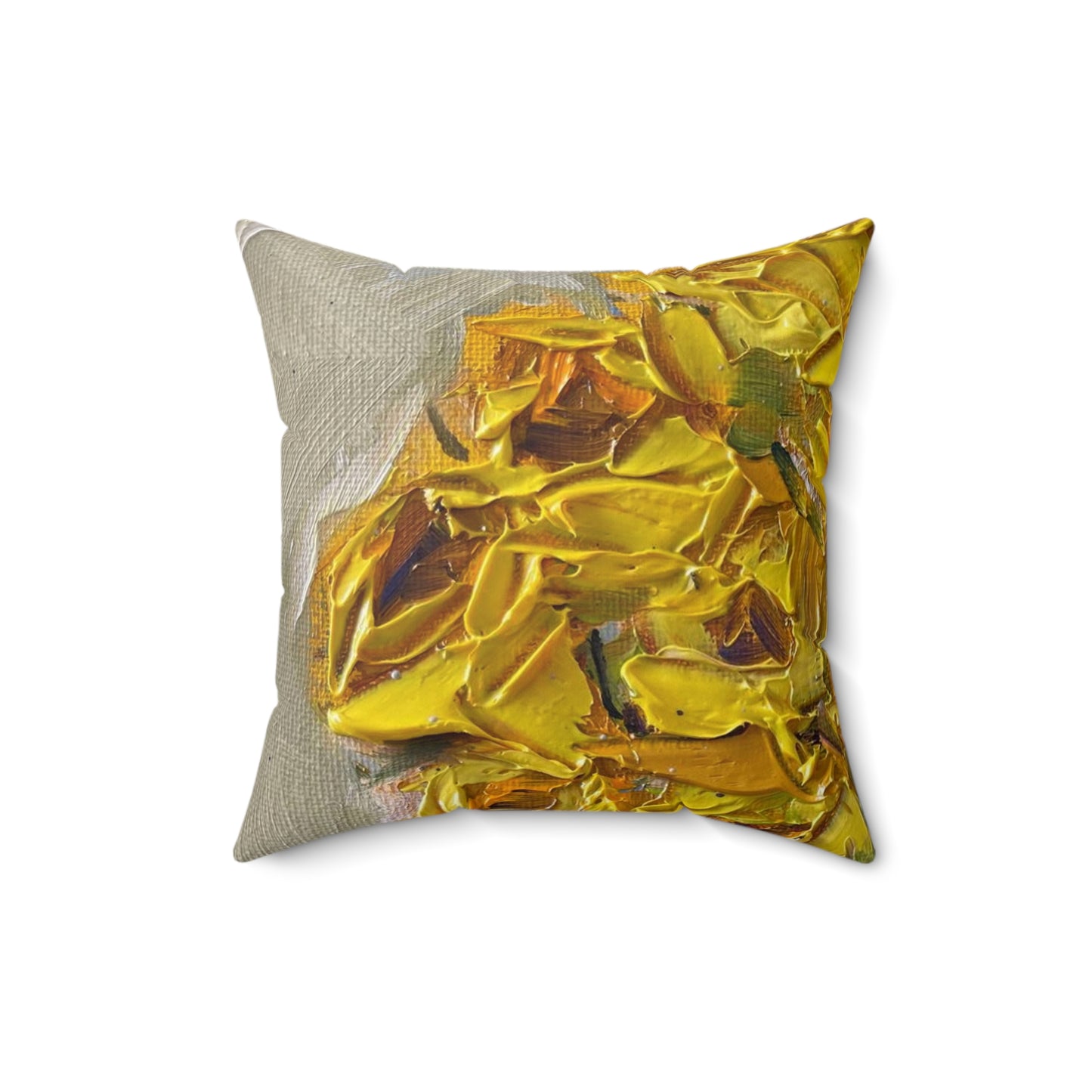 Pink and Yellow Roses Indoor Spun Polyester Square Pillow
