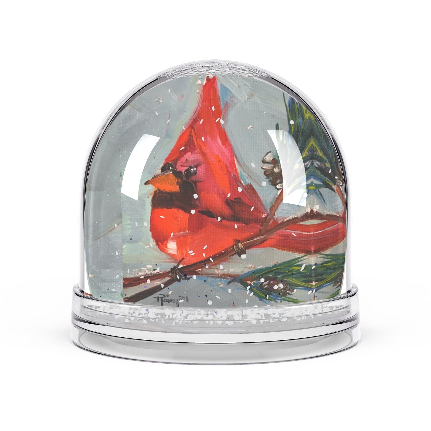 Snow Globe - Bright Red Cardinal