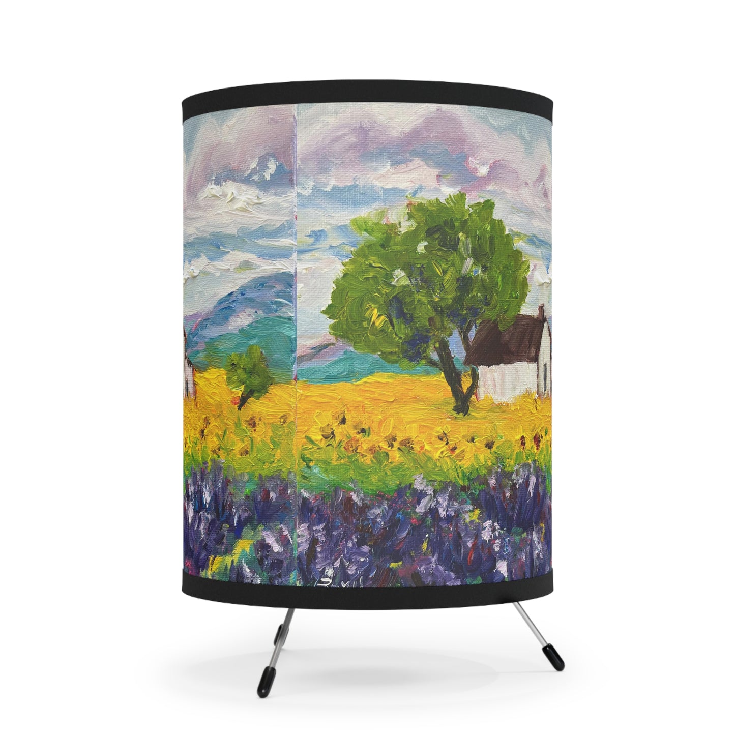 Sunflowers and Lavender Provence Tripod Lamp