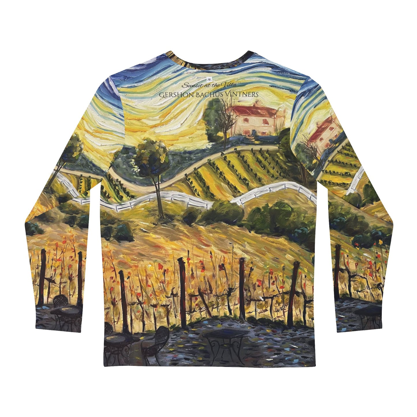 Men's Long Sleeve Shirt - Unique Classic Tee-Sunset at the Villa - GBV Vineyard- Roxy Rich Art Souvenir