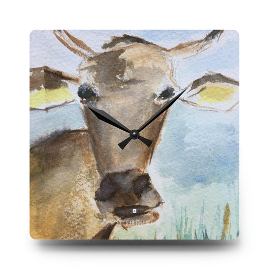 Horloge murale en acrylique vache soleil