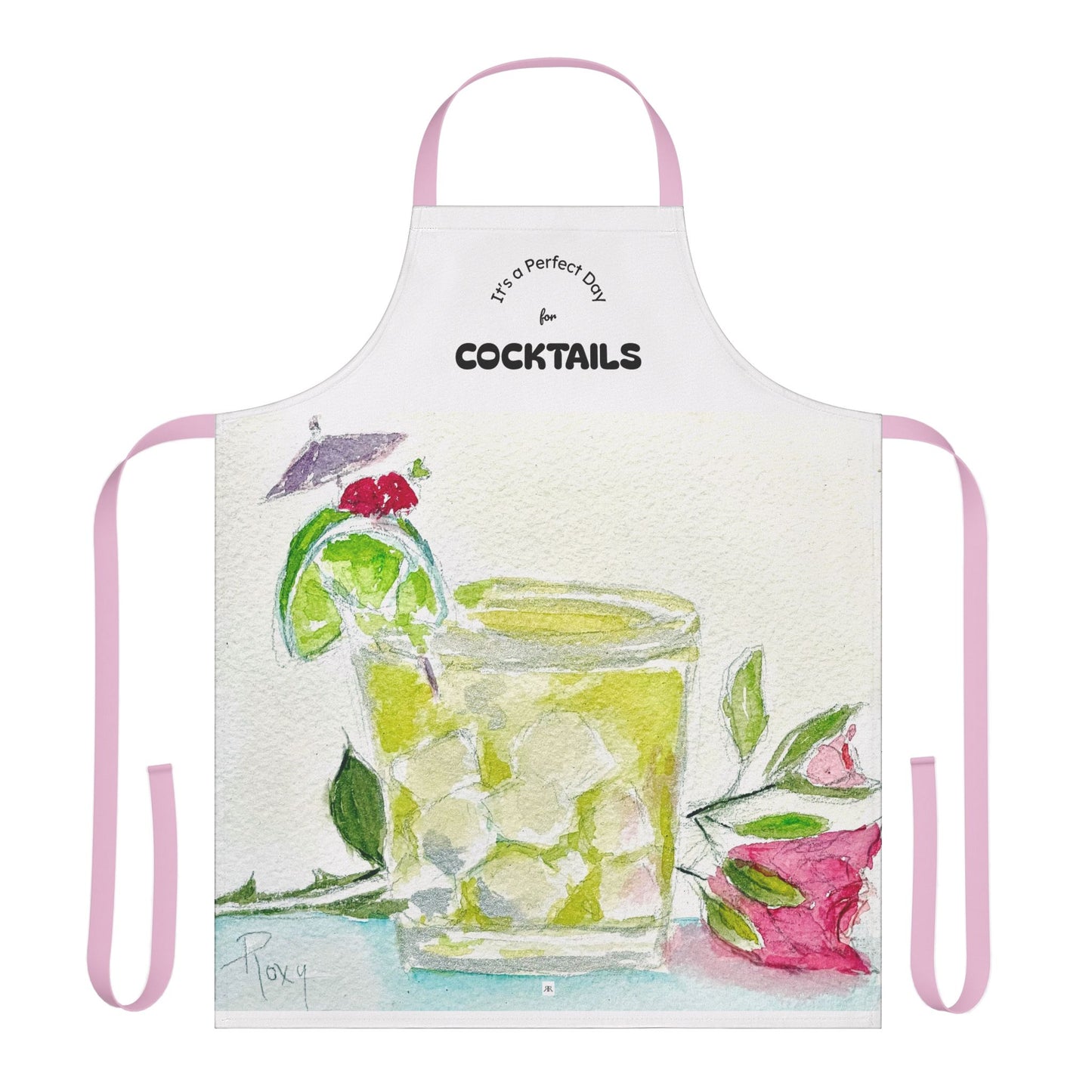 A Perfect Day for Cocktails- Art Apron — "Choose Your Straps"