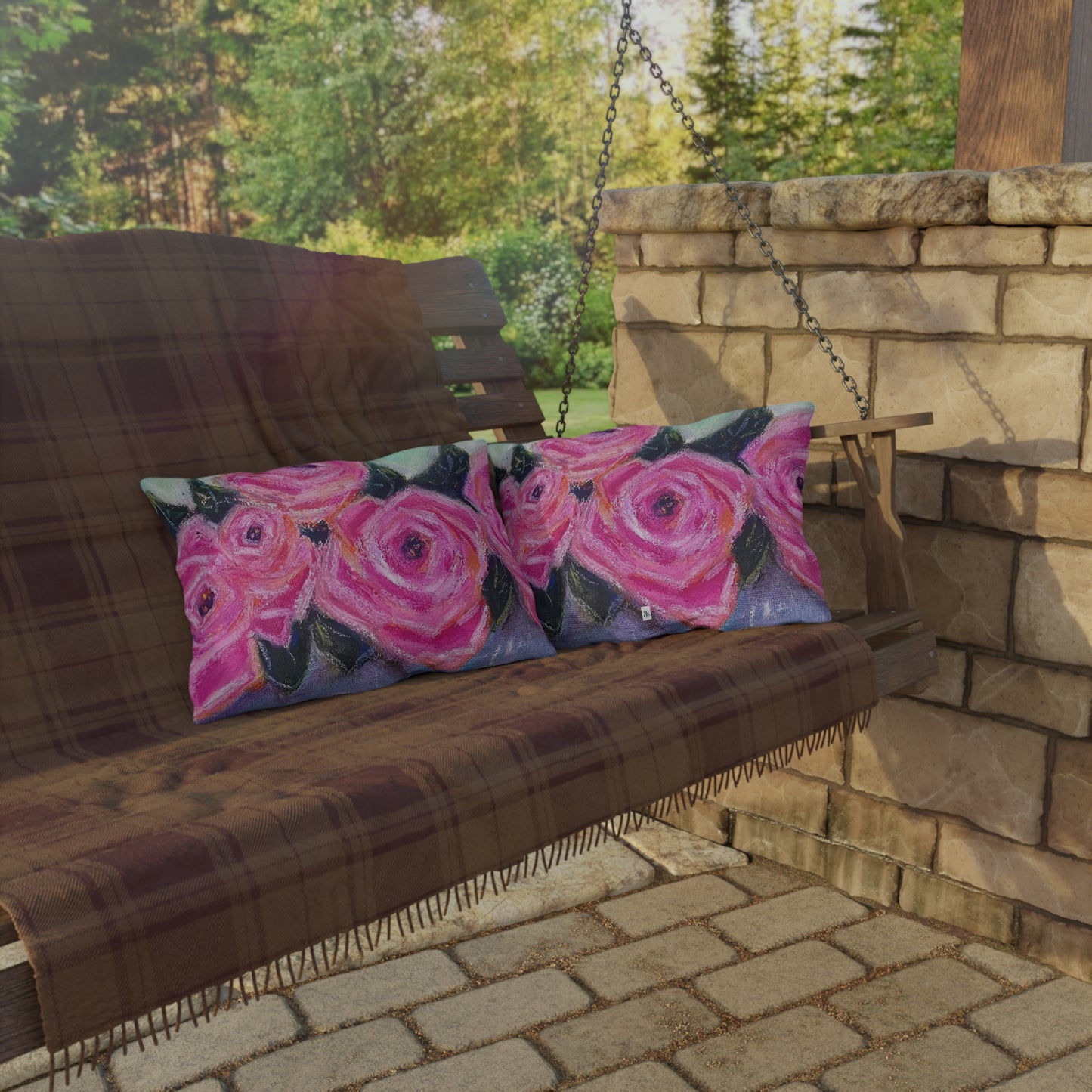 Tin Full of Roses Outdoor Pillows