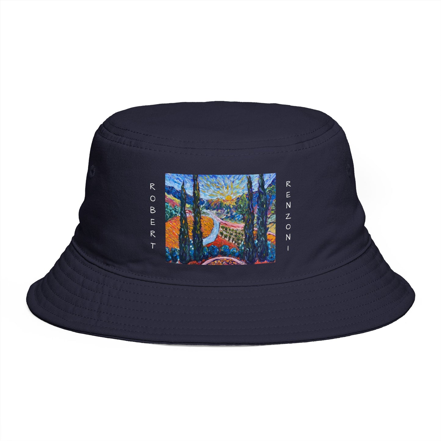 Roxy Rich Fine Art  Sunny Cypresses at Robert Renzoni - Bucket Hat — Stylish Durable Travel Hat