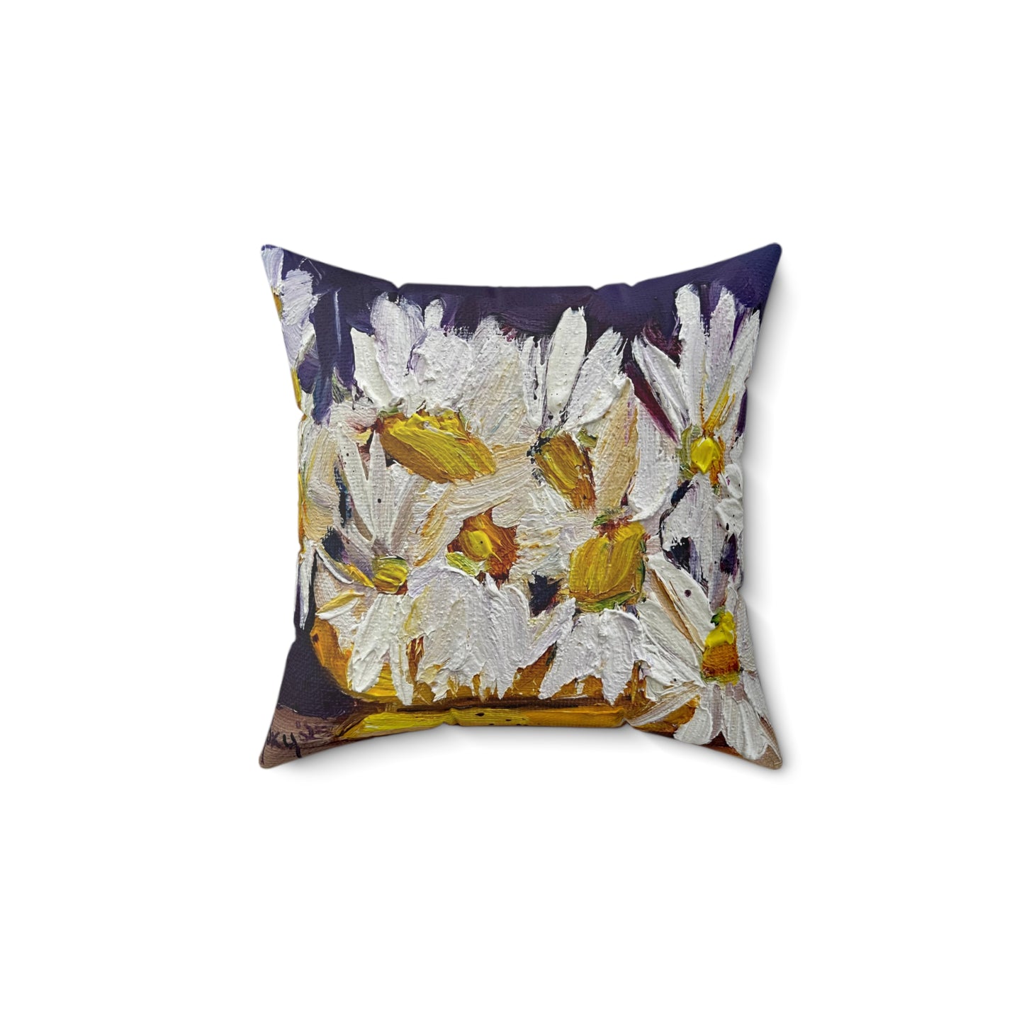 Indoor Spun Polyester Square Pillow-Vase of Dasies