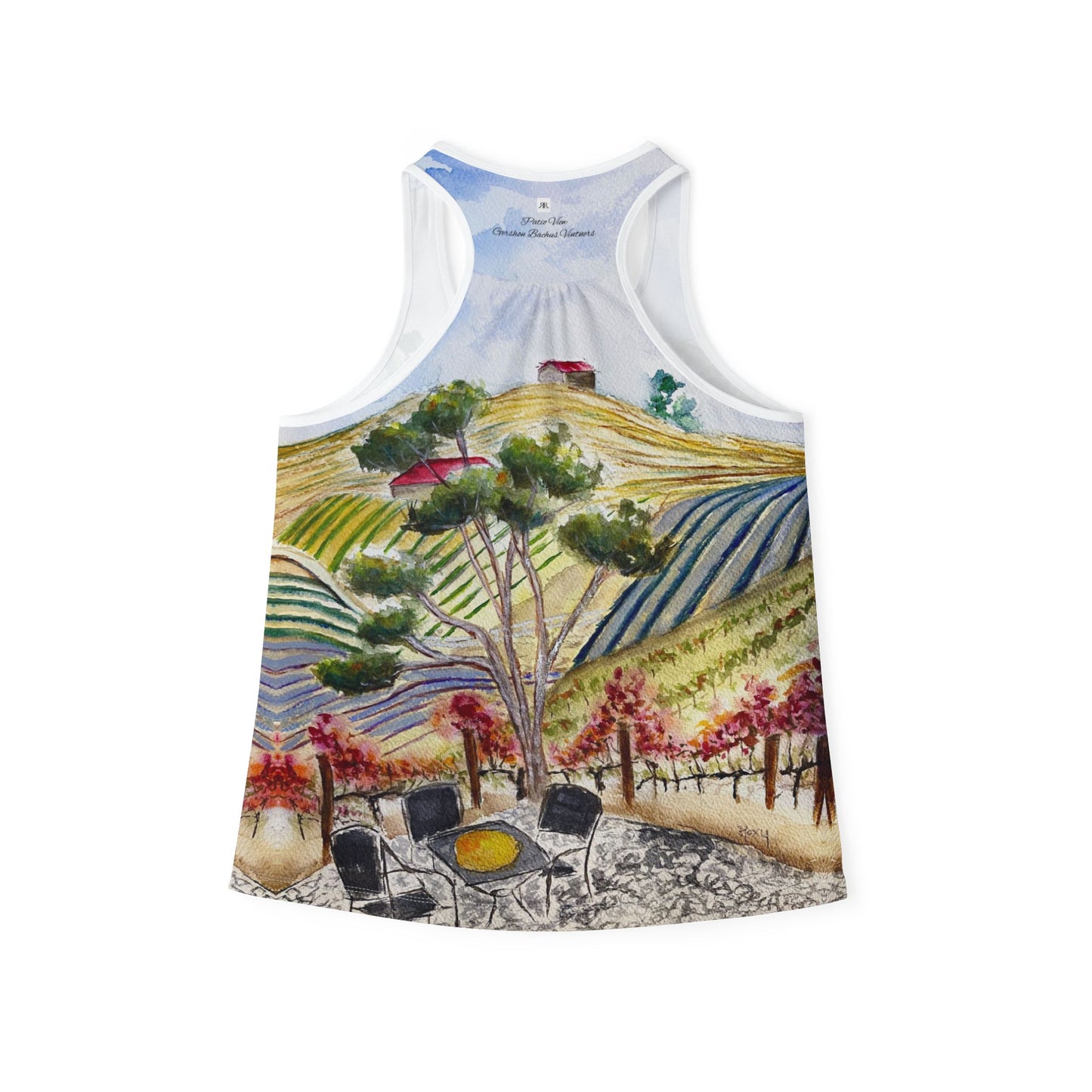 Women's Racerback Tank Top-Patio View-Gershon Bachus Vintners