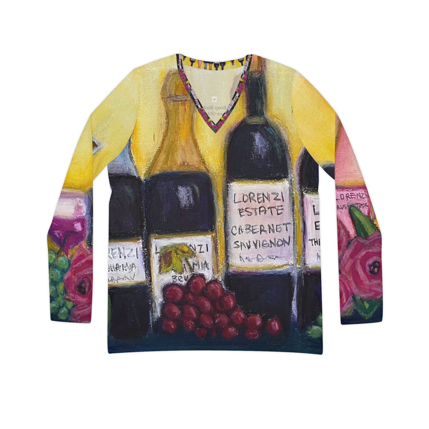 Long Sleeve Shirt-Lorenzi Estate Wine and Roses- V-neck Women's